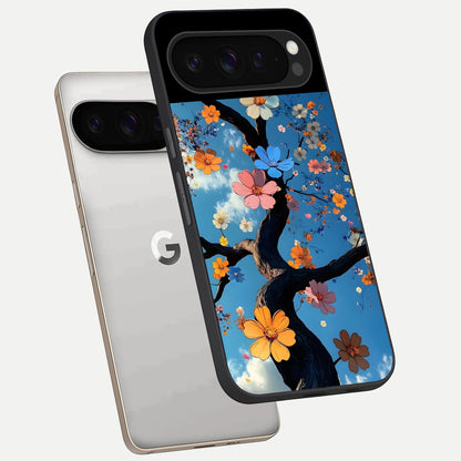  Blossom Dream Sky phone case For Google Pixel 9 Pro showing premium glass back cover with detailed artwork