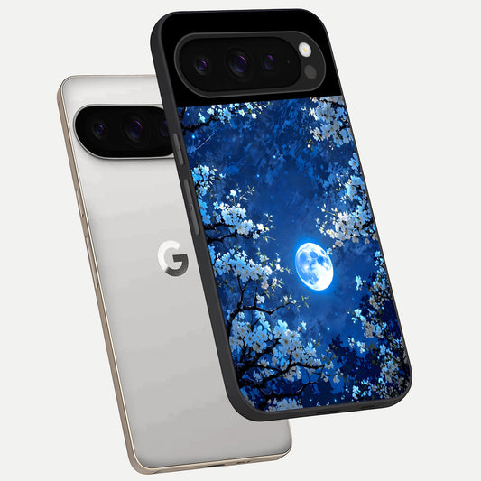  Blossom Moonlight Sky phone case For Google Pixel 9 Pro showing premium glass back cover with detailed artwork