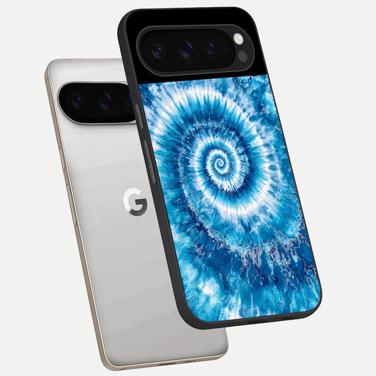  Blue Galaxy Wave phone case For Google Pixel 9 Pro showing premium glass back cover with detailed artwork