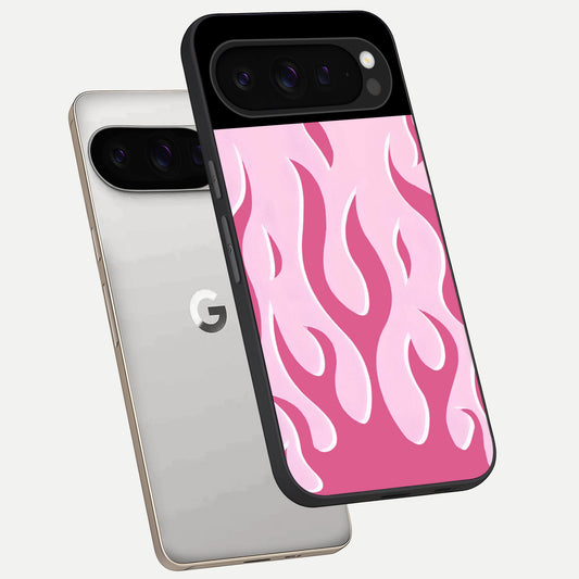  Blush Flame Energy phone case For Google Pixel 9 Pro showing premium glass back cover with detailed artwork