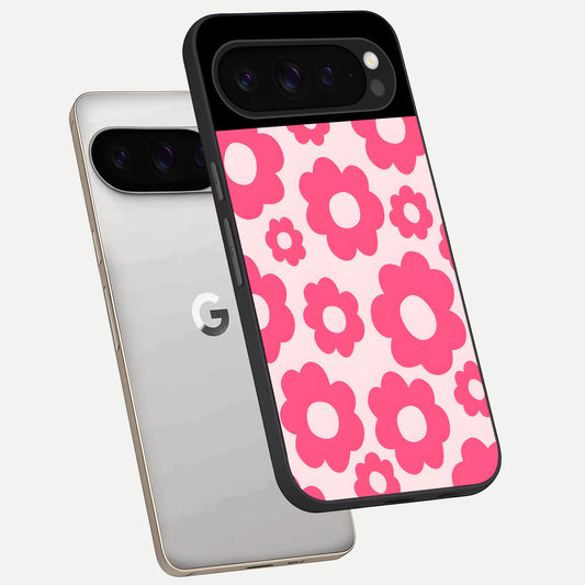  Blush Flower Pop phone case For Google Pixel 9 Pro showing premium glass back cover with detailed artwork