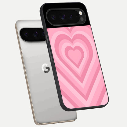  Blush Heart Waves phone case For Google Pixel 9 Pro showing premium glass back cover with detailed artwork