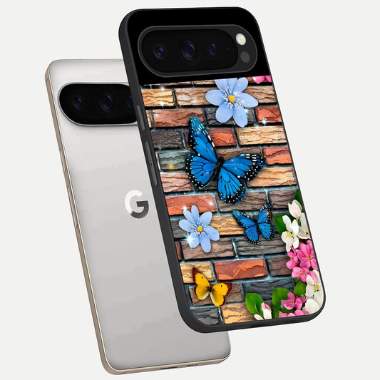  Brick Bloom Flight phone case For Google Pixel 9 Pro showing premium glass back cover with detailed artwork