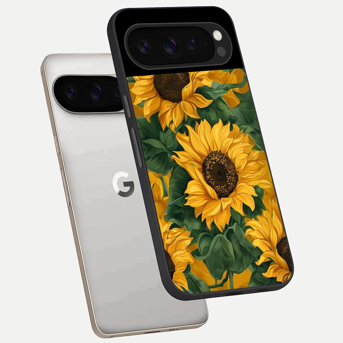  Bright Sunflower Bloom phone case For Google Pixel 9 Pro showing premium glass back cover with detailed artwork