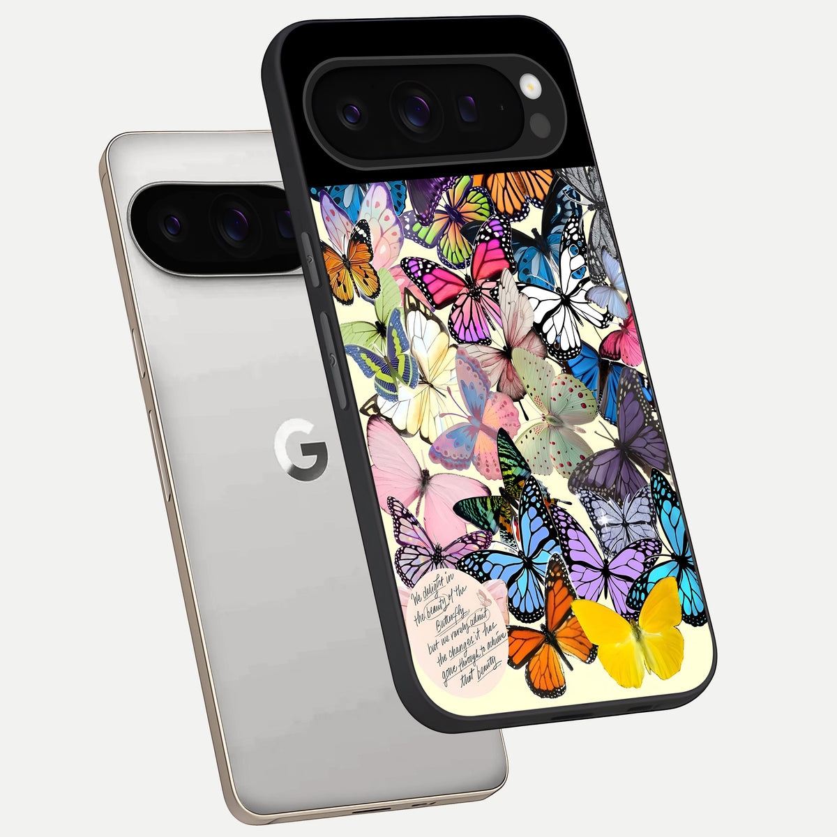  Butterflies Petal Dream phone case For Google Pixel 9 Pro showing premium glass back cover with detailed artwork
