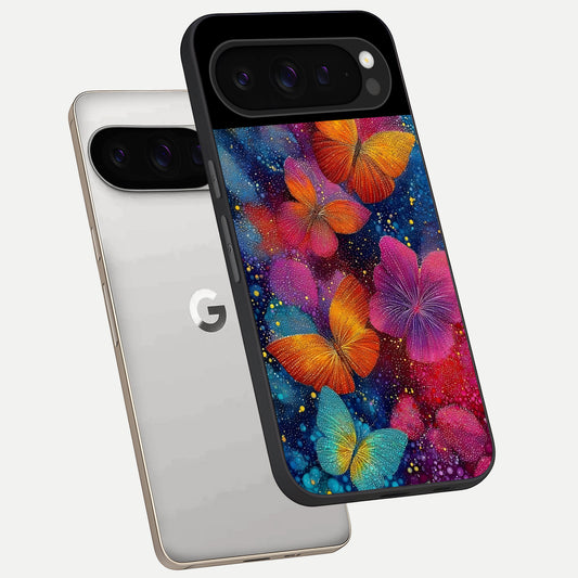  Butterfly Dream Mist phone case For Google Pixel 9 Pro showing premium glass back cover with detailed artwork