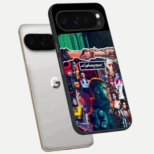  CYBERPUNK Legacy phone case For Google Pixel 9 Pro showing premium glass back cover with detailed artwork
