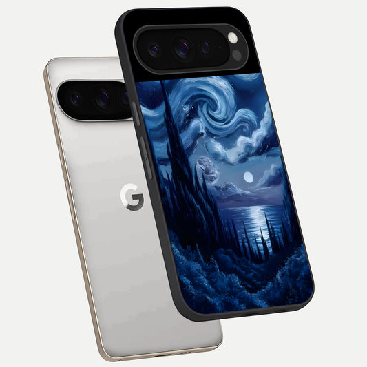  Celestial Dream Van Gogh phone case For Google Pixel 9 Pro showing premium glass back cover with detailed artwork