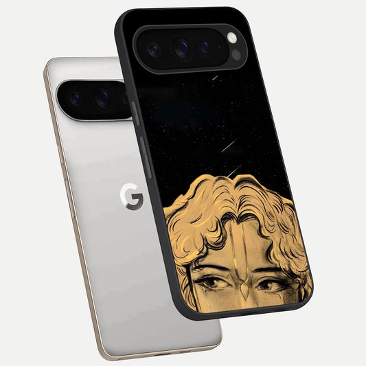  Celestial Gods Plan phone case For Google Pixel 9 Pro showing premium glass back cover with detailed artwork