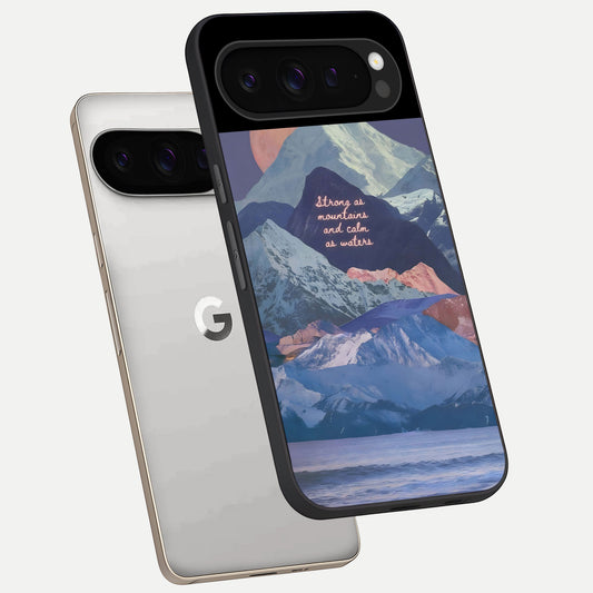  Celestial Mountain Calm phone case For Google Pixel 9 Pro showing premium glass back cover with detailed artwork