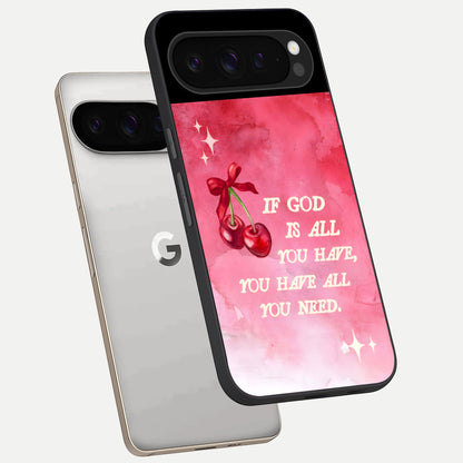  Cherry Quote phone case For Google Pixel 9 Pro showing premium glass back cover with detailed artwork