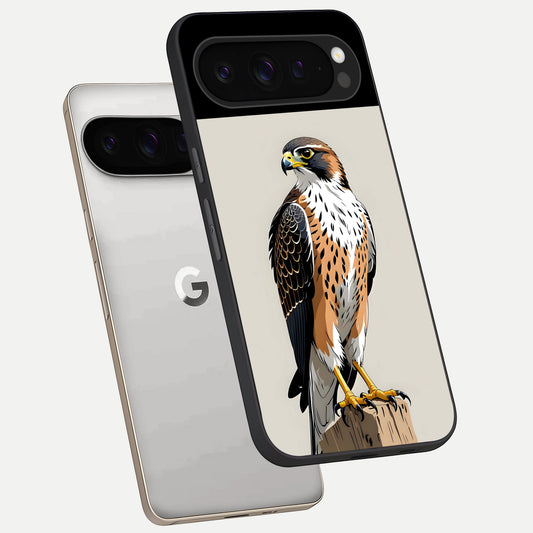  Clever Eagle phone case For Google Pixel 9 Pro showing premium glass back cover with detailed artwork