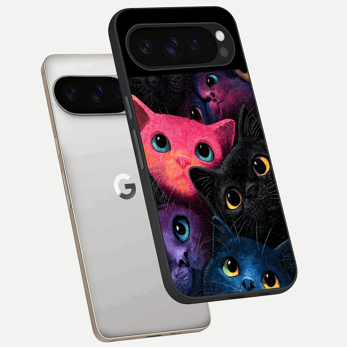  Cosmic Cats Dreams phone case For Google Pixel 9 Pro showing premium glass back cover with detailed artwork