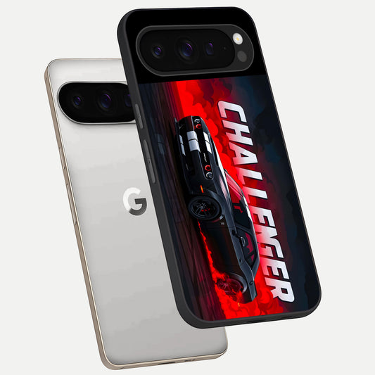  Crimson Challenger Fury phone case For Google Pixel 9 Pro showing premium glass back cover with detailed artwork