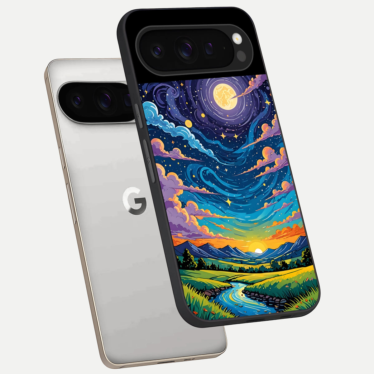  Dreamy Night Landscape phone case For Google Pixel 9 Pro showing premium glass back cover with detailed artwork
