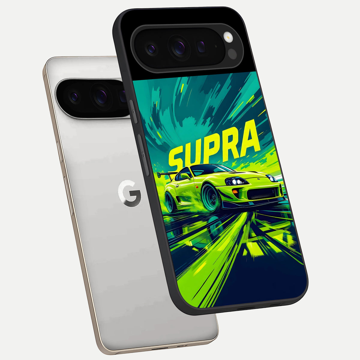  Electric Supra Thunder phone case For Google Pixel 9 Pro showing premium glass back cover with detailed artwork