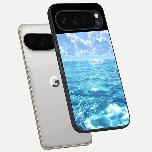  Endless Ocean Horizon phone case For Google Pixel 9 Pro showing premium glass back cover with detailed artwork