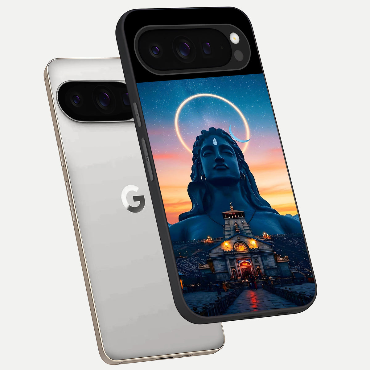  Eternal Shiva Aura phone case For Google Pixel 9 Pro showing premium glass back cover with detailed artwork