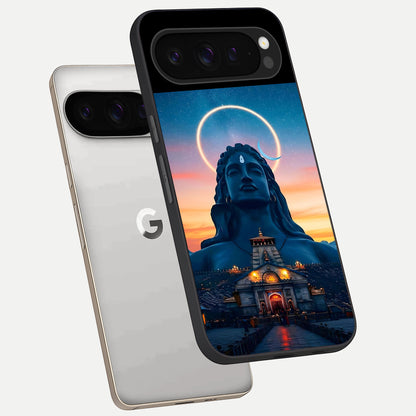  Eternal Shiva Aura phone case For Google Pixel 9 Pro showing premium glass back cover with detailed artwork