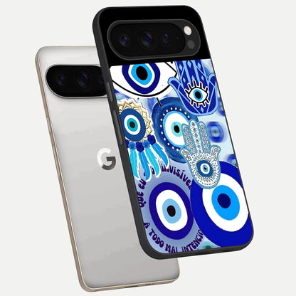  Evil Eyes Dream phone case For Google Pixel 9 Pro showing premium glass back cover with detailed artwork