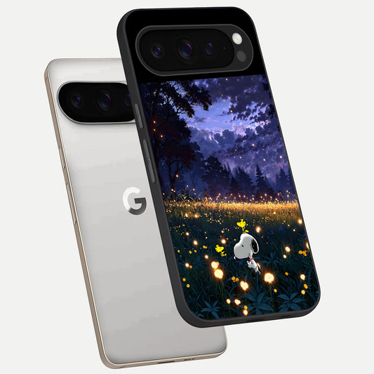  Firefly Meadow Magic phone case For Google Pixel 9 Pro showing premium glass back cover with detailed artwork