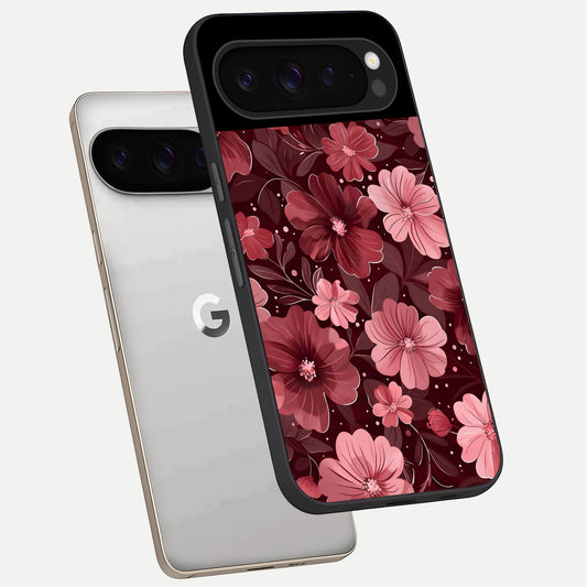  Flower Blush Bloom phone case For Google Pixel 9 Pro showing premium glass back cover with detailed artwork