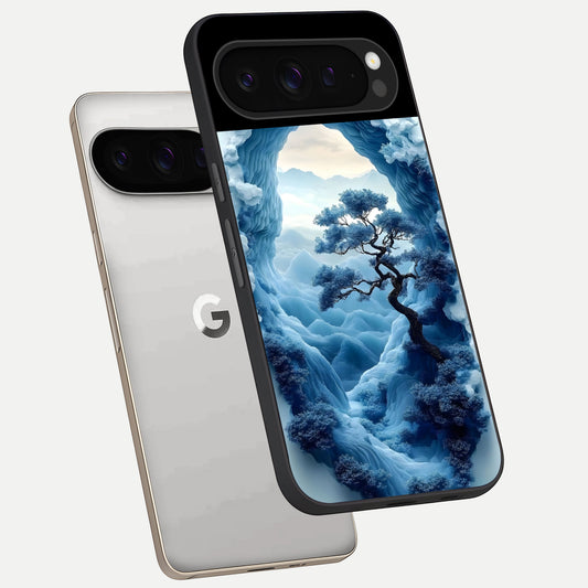  Frozen Serenity Gate phone case For Google Pixel 9 Pro showing premium glass back cover with detailed artwork