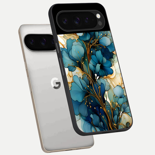  Golden Bloom Symphony phone case For Google Pixel 9 Pro showing premium glass back cover with detailed artwork