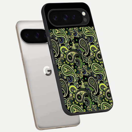  Green Lemon phone case For Google Pixel 9 Pro showing premium glass back cover with detailed artwork