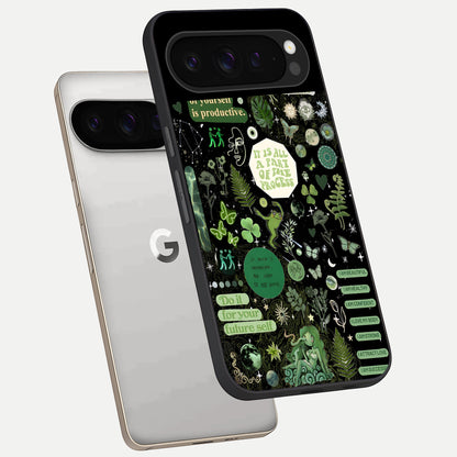  Green Mandala Pattern phone case For Google Pixel 9 Pro showing premium glass back cover with detailed artwork