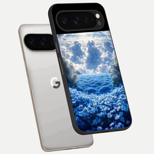  Heavenly Daisy Horizon phone case For Google Pixel 9 Pro showing premium glass back cover with detailed artwork