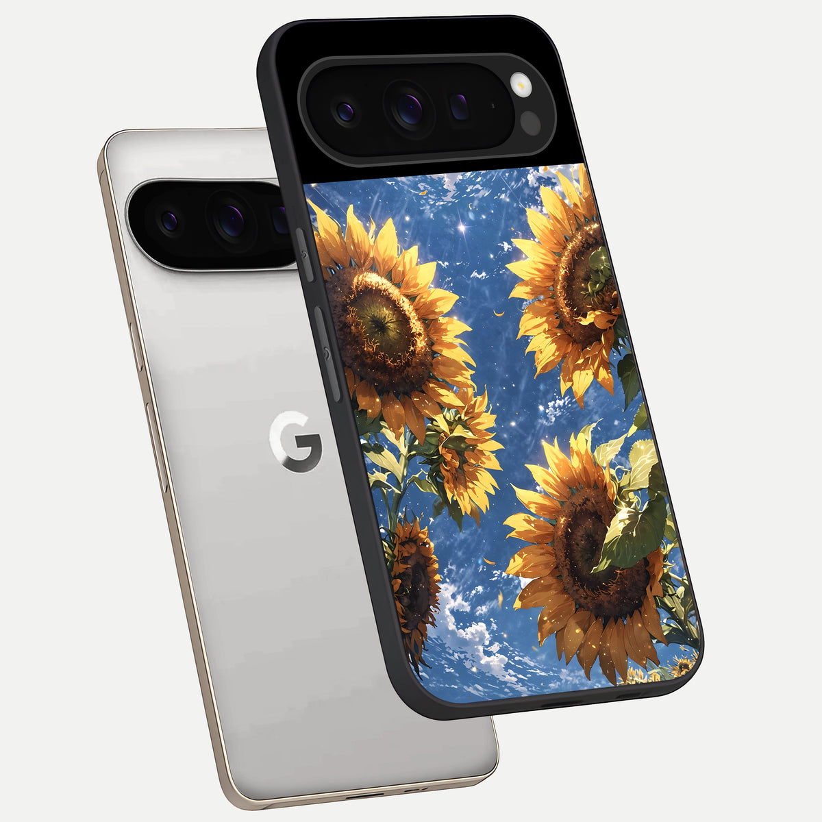  Heavenly Sunflower Rise phone case For Google Pixel 9 Pro showing premium glass back cover with detailed artwork
