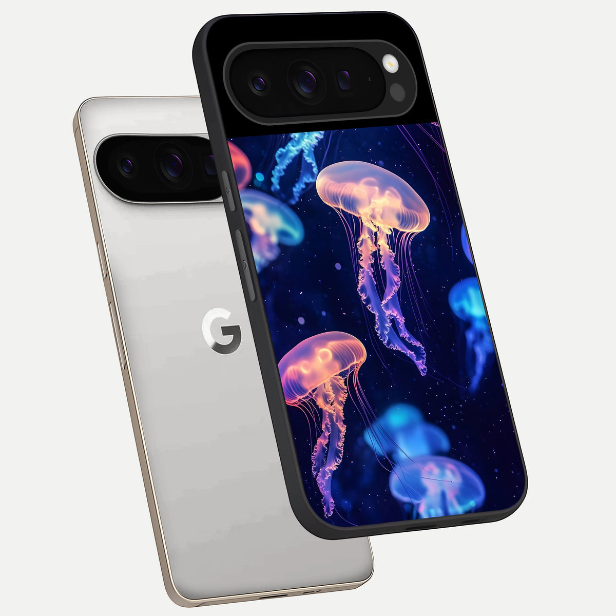  Jellyfish Pattern phone case For Google Pixel 9 Pro showing premium glass back cover with detailed artwork