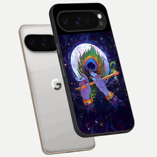  Krishna Hands Art phone case For Google Pixel 9 Pro showing premium glass back cover with detailed artwork