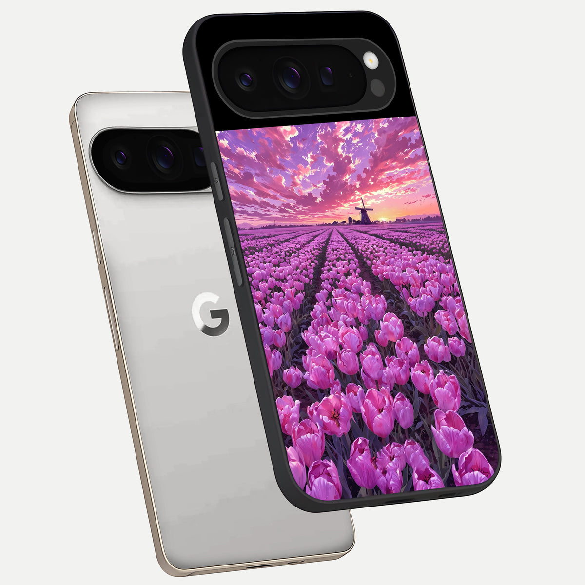  Lavender Dream Skies phone case For Google Pixel 9 Pro showing premium glass back cover with detailed artwork