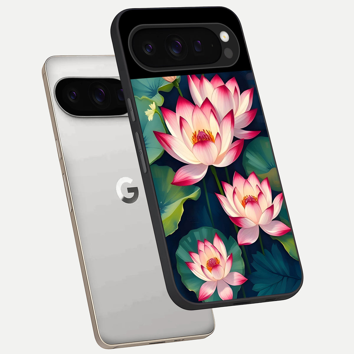  Lotus Dream Serenity phone case For Google Pixel 9 Pro showing premium glass back cover with detailed artwork