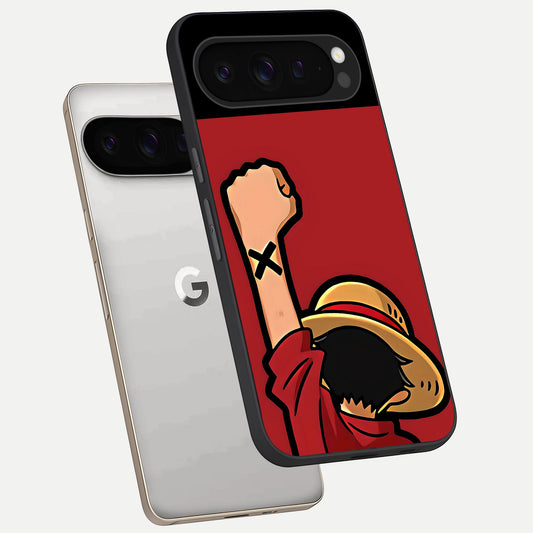  Luffy X Spirit phone case For Google Pixel 9 Pro showing premium glass back cover with detailed artwork