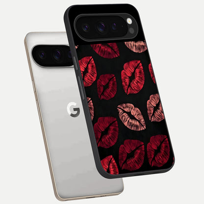  Midnight Kiss Love phone case For Google Pixel 9 Pro showing premium glass back cover with detailed artwork