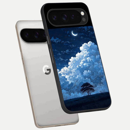  Midnight Sky Serenity phone case For Google Pixel 9 Pro showing premium glass back cover with detailed artwork