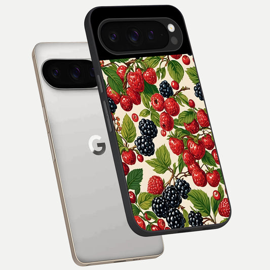 Mixed Berry Collage phone case For Google Pixel 9 Pro showing premium glass back cover with detailed artwork