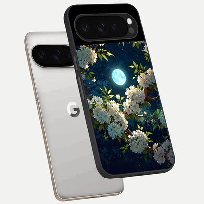  Moonlit Blossom Dream phone case For Google Pixel 9 Pro showing premium glass back cover with detailed artwork