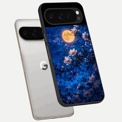  Moonlit Blossoms Night phone case For Google Pixel 9 Pro showing premium glass back cover with detailed artwork