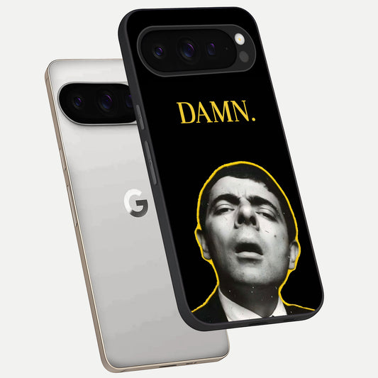  Mr Bean Damn phone case For Google Pixel 9 Pro showing premium glass back cover with detailed artwork