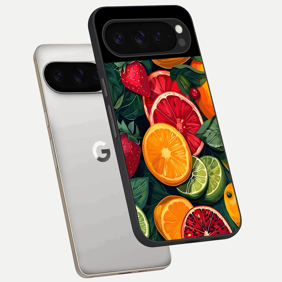  Multiple Fruits phone case For Google Pixel 9 Pro showing premium glass back cover with detailed artwork