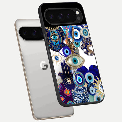  Mystic Charm Eye phone case For Google Pixel 9 Pro showing premium glass back cover with detailed artwork