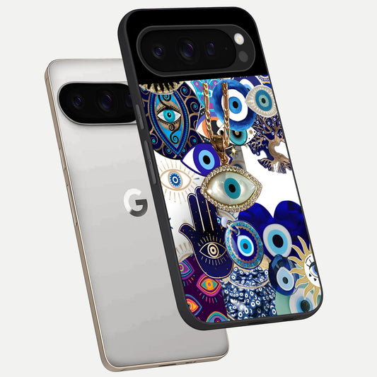  Mystic Charm Eye phone case For Google Pixel 9 Pro showing premium glass back cover with detailed artwork
