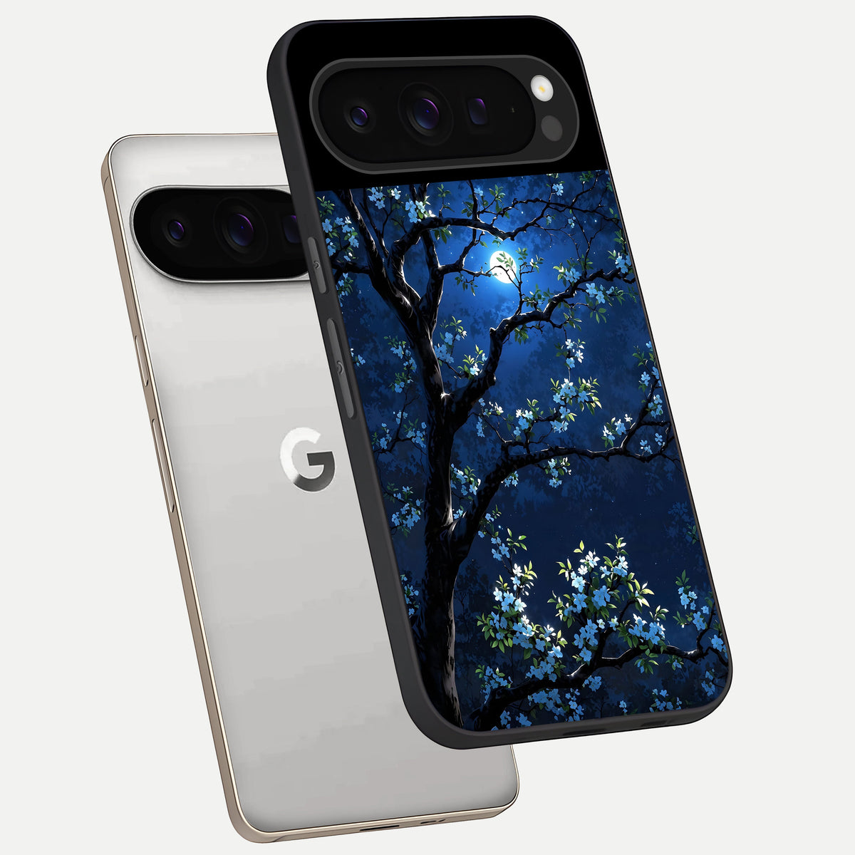  Mystic Floral Night phone case For Google Pixel 9 Pro showing premium glass back cover with detailed artwork