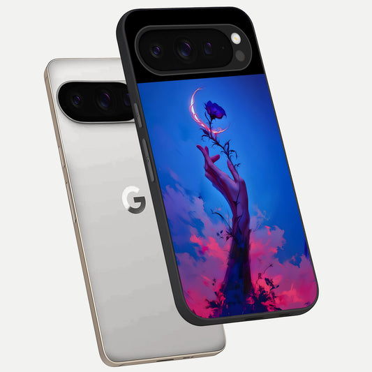  Mystic Hand phone case For Google Pixel 9 Pro showing premium glass back cover with detailed artwork