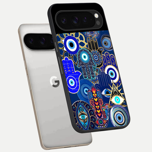  Mystic Palm Guard phone case For Google Pixel 9 Pro showing premium glass back cover with detailed artwork