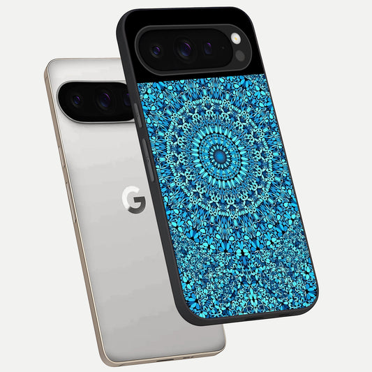  Ocean Bloom Mandala phone case For Google Pixel 9 Pro showing premium glass back cover with detailed artwork